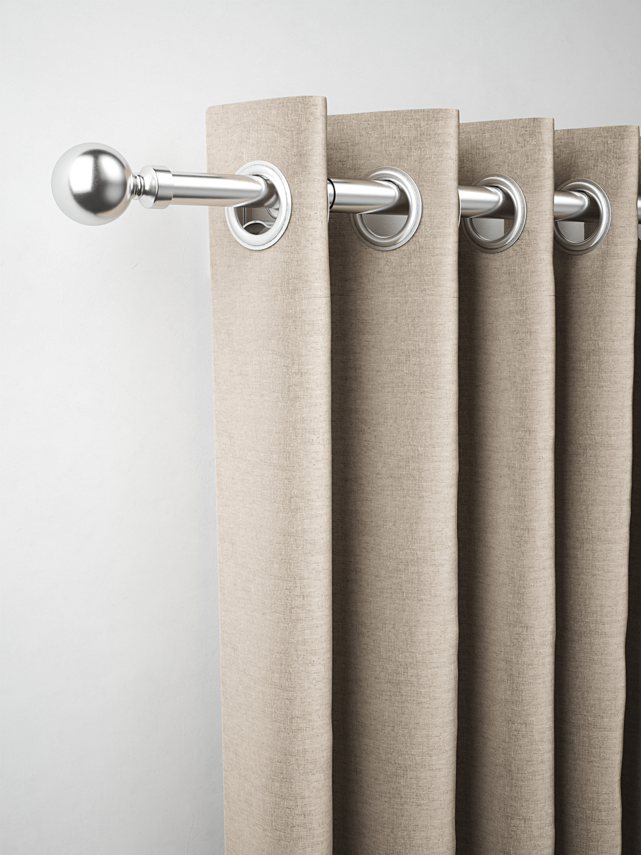 Image of Rothley Brushed Stainless Steel Extendable Curtain Pole & Solid Orb Finial - 71-120cm