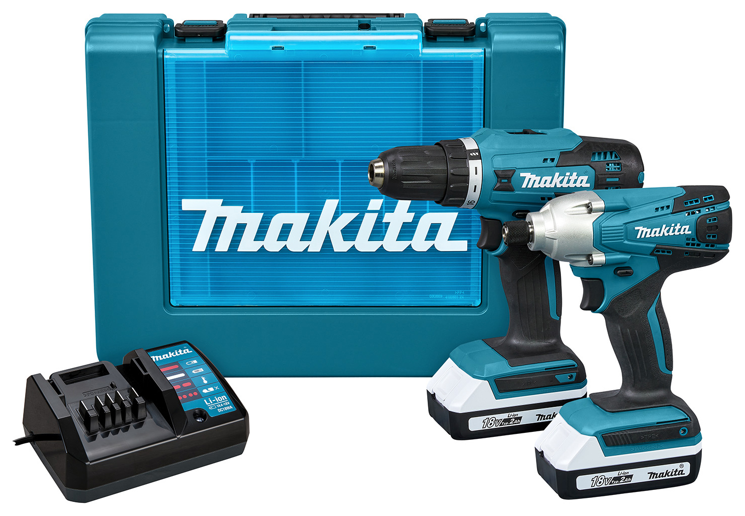 Makita DK18922A 18V 2 x 2.0Ah G-Series Cordless Combi Drill & Impact Driver Twin Kit