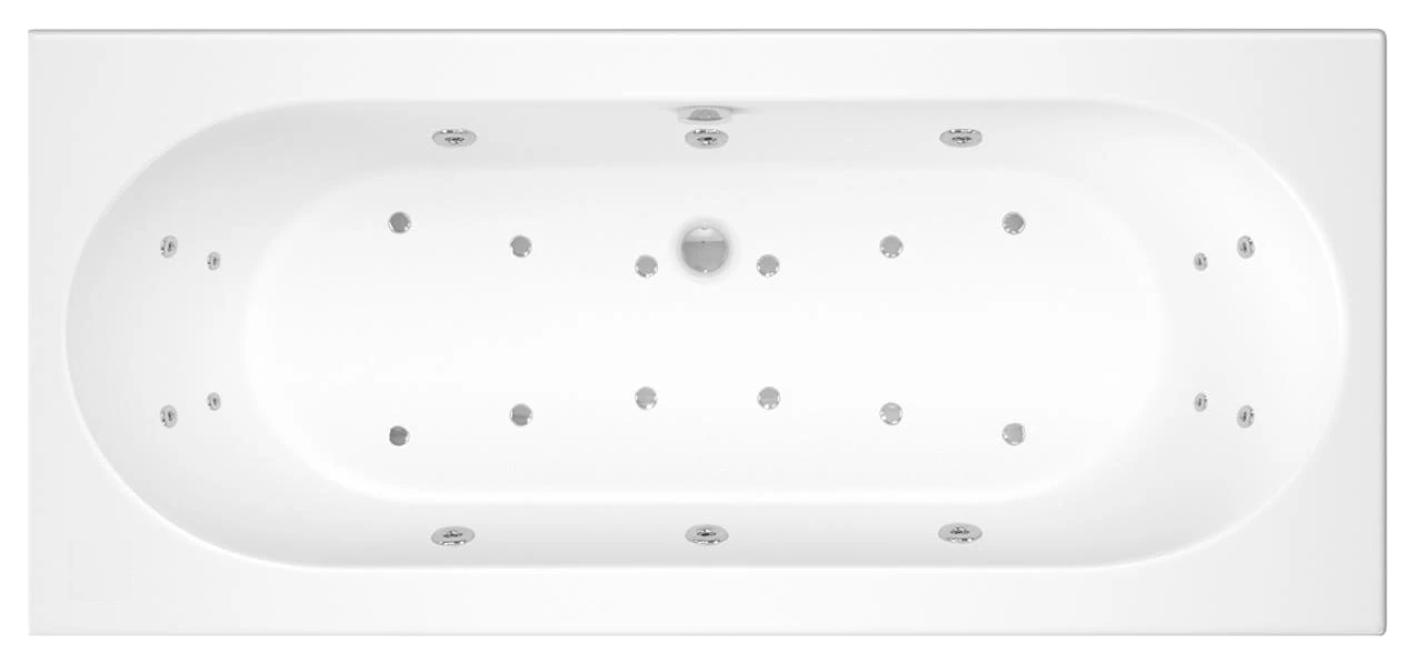 Image of Wickes Forenza Double Ended 14 Jet Whirlpool Bath with Airspa & LED Light - 1700 x 750mm