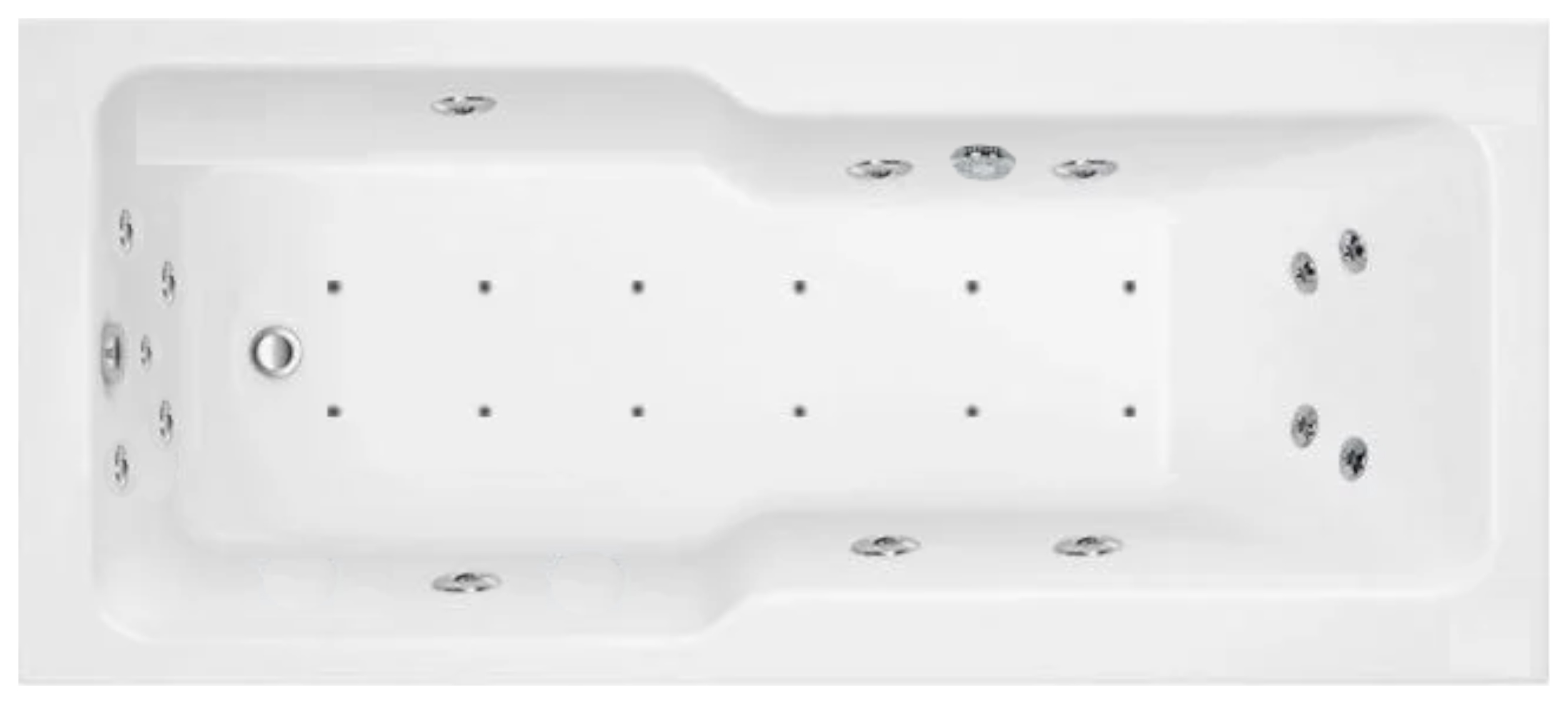 Image of Wickes Evolve 14 Jet Whirlpool Shower Bath with Airspa & LED Light - 1700 x 750mm