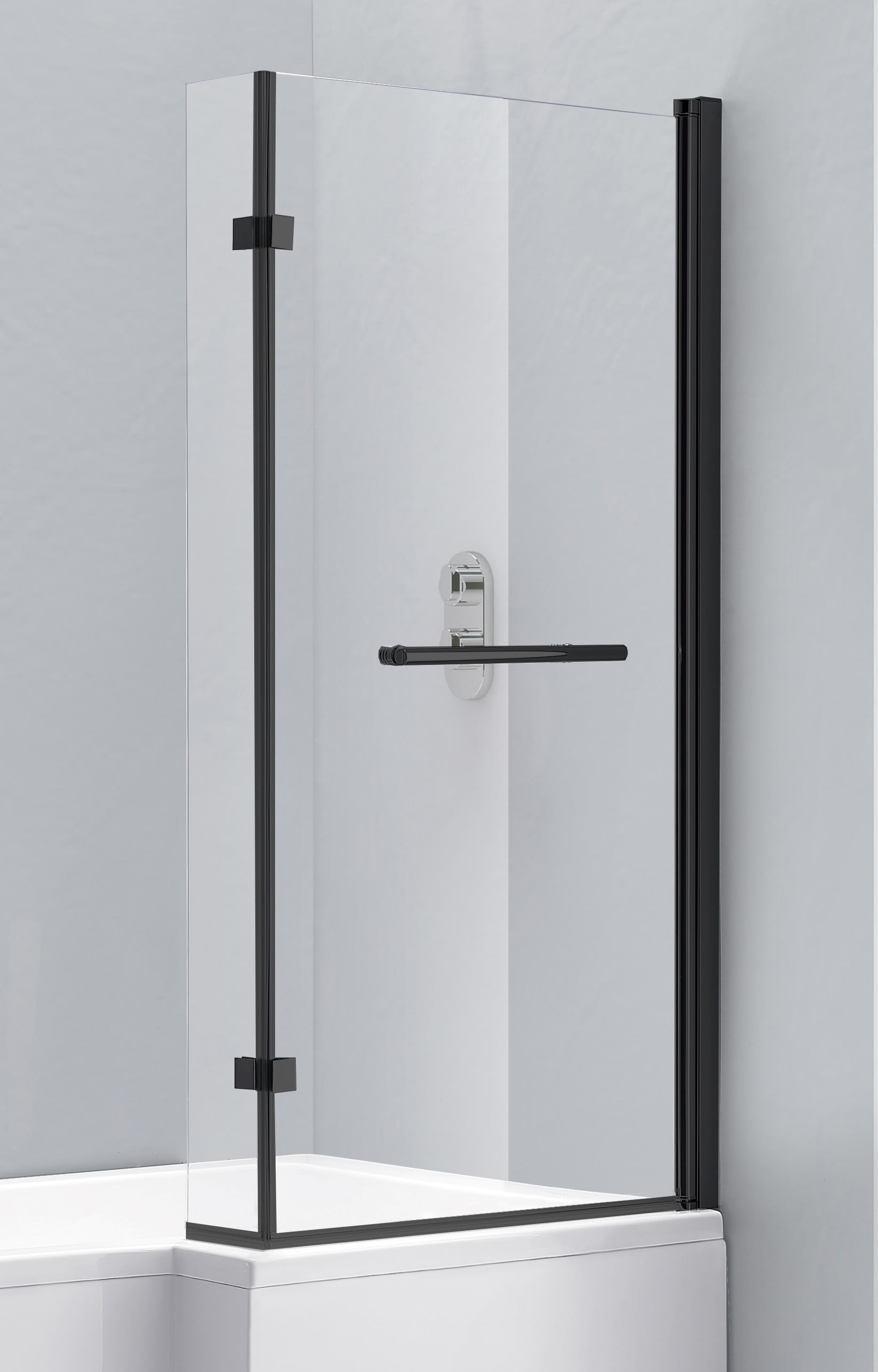 Wickes 6mm Black LShaped Shower Bath Screen 1400 x 800mm Wickes.co.uk