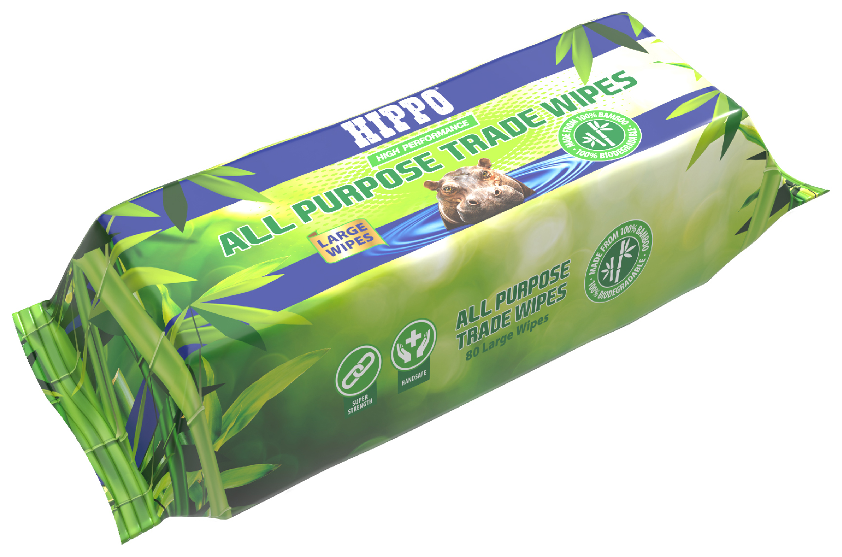 Image of Hippo Multi Purpose Large Bamboo Wipes - Pack of 80