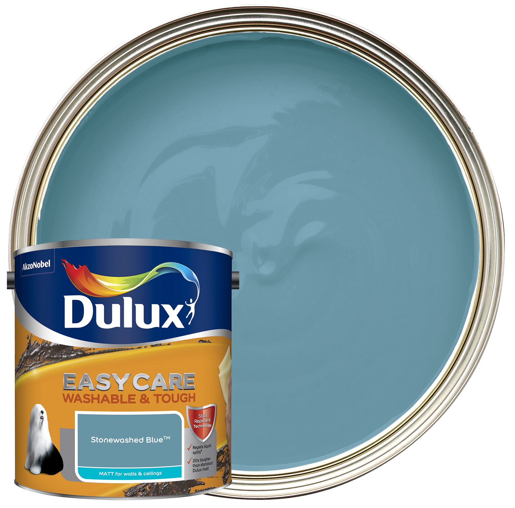 Dulux Easycare Washable & Tough Matt Emulsion Paint - Stonewashed Blue - 2.5L