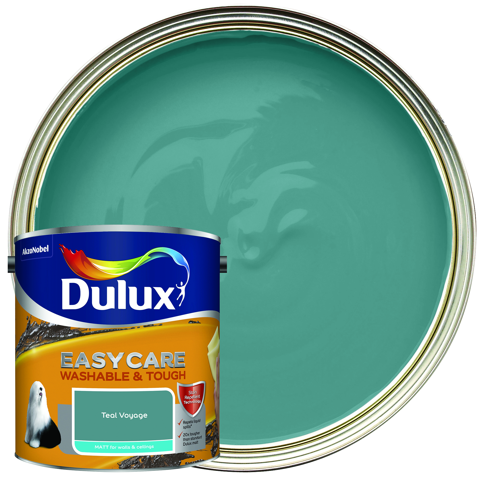 Image of Dulux Easycare Washable & Tough Matt Emulsion - Teal Voyage - 2.5L