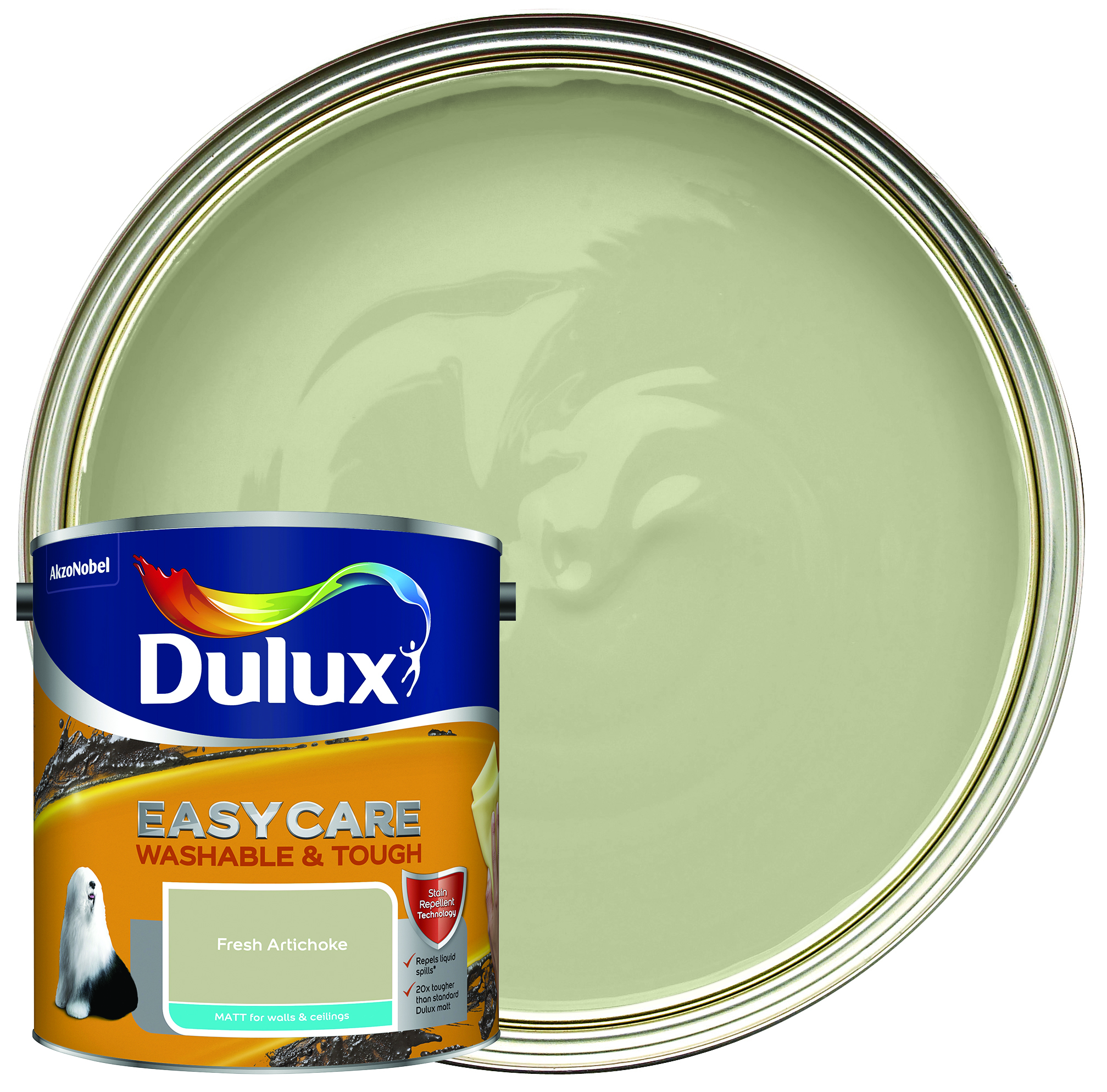 Dulux Easycare Washable & Tough Matt Emulsion Paint - Fresh Artichoke - 2.5L