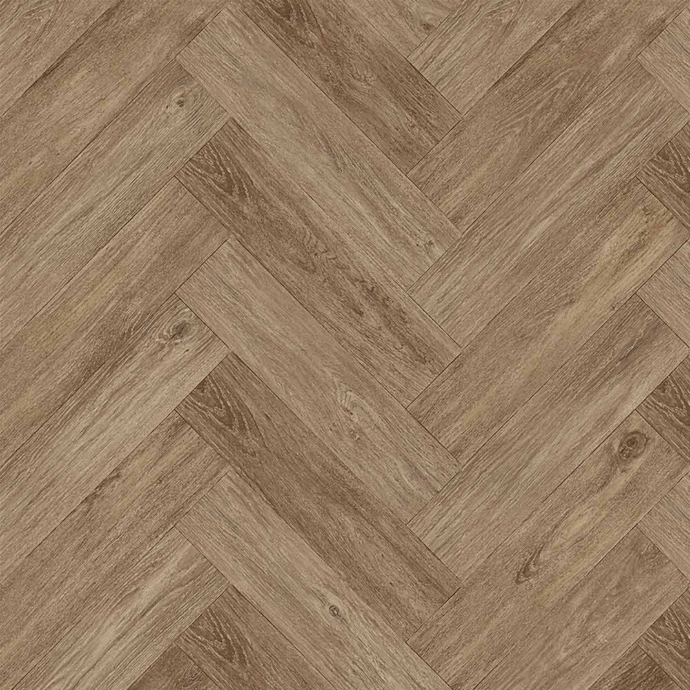 Image of Napoli Walnut Brown Herringbone 8mm Water Resistant Laminate Flooring - 2.07m2