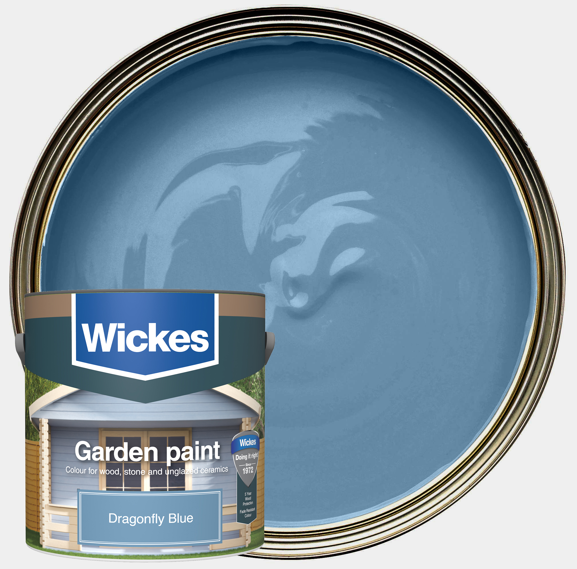 Image of Wickes Garden Colour Matt Wood Treatment - Dragonfly Blue - 2.5L