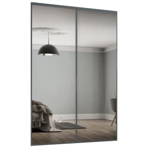 Spacepro Heritage Style 2 Graphite Frame Mirror Sliding Door Kit with Colour Matched Track