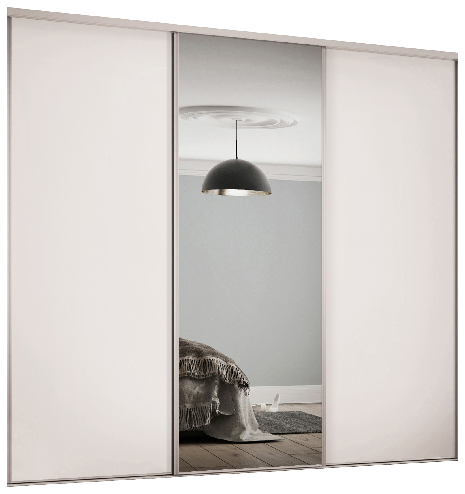 Spacepro Heritage 3 Wardrobe Door Kit Cashmere Framed- 2x 1 Panel Shaker & 1x1 Panel Mirror