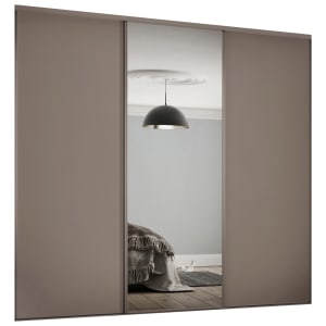 Spacepro Heritage 3 Wardrobe Door Kit Stone Grey Framed- 2x 1 Panel Shaker & 1x1 Panel Mirror