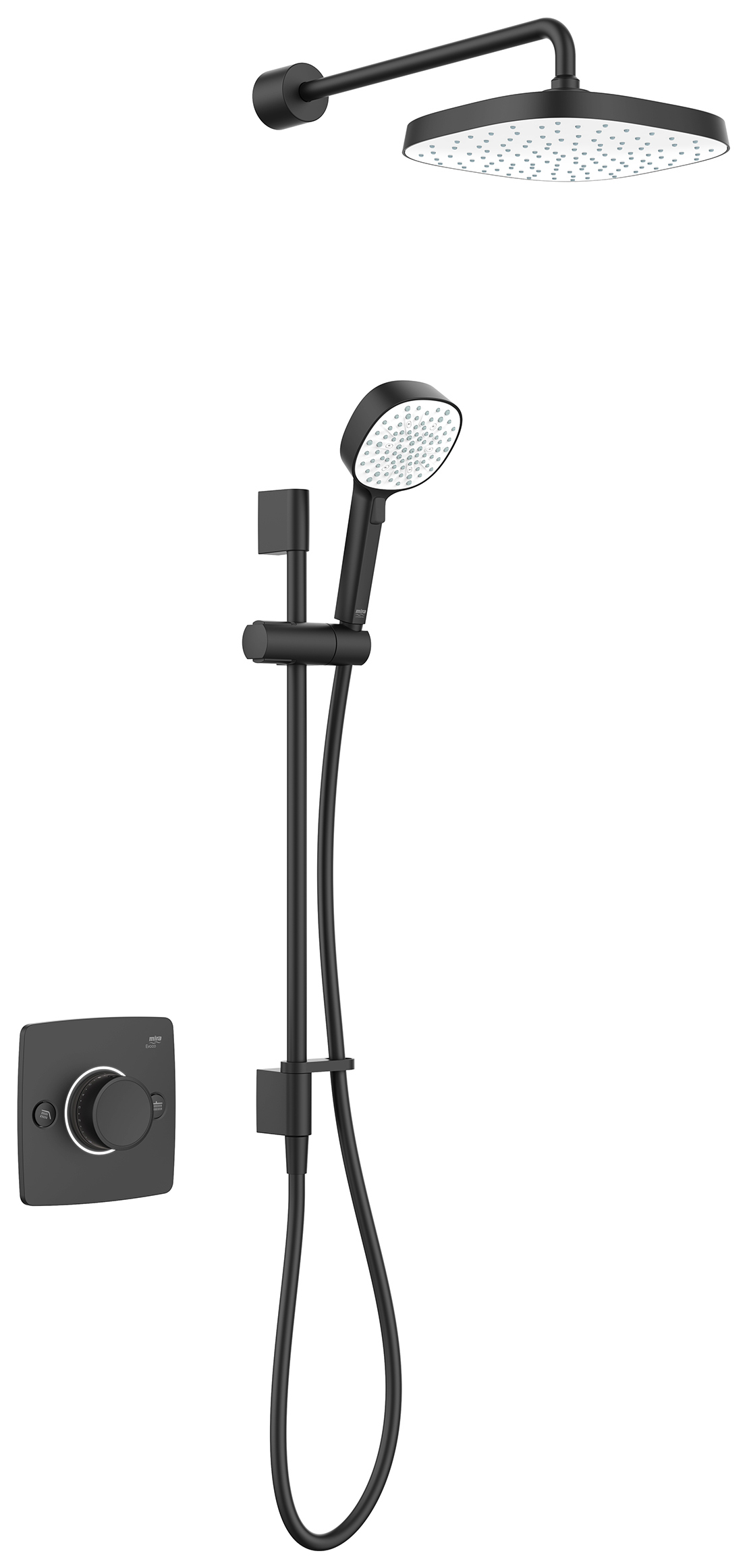 Image of Mira Evoco Dual Outlet Thermostatic Mixer Shower with HydroGlo Technology - Matt Black