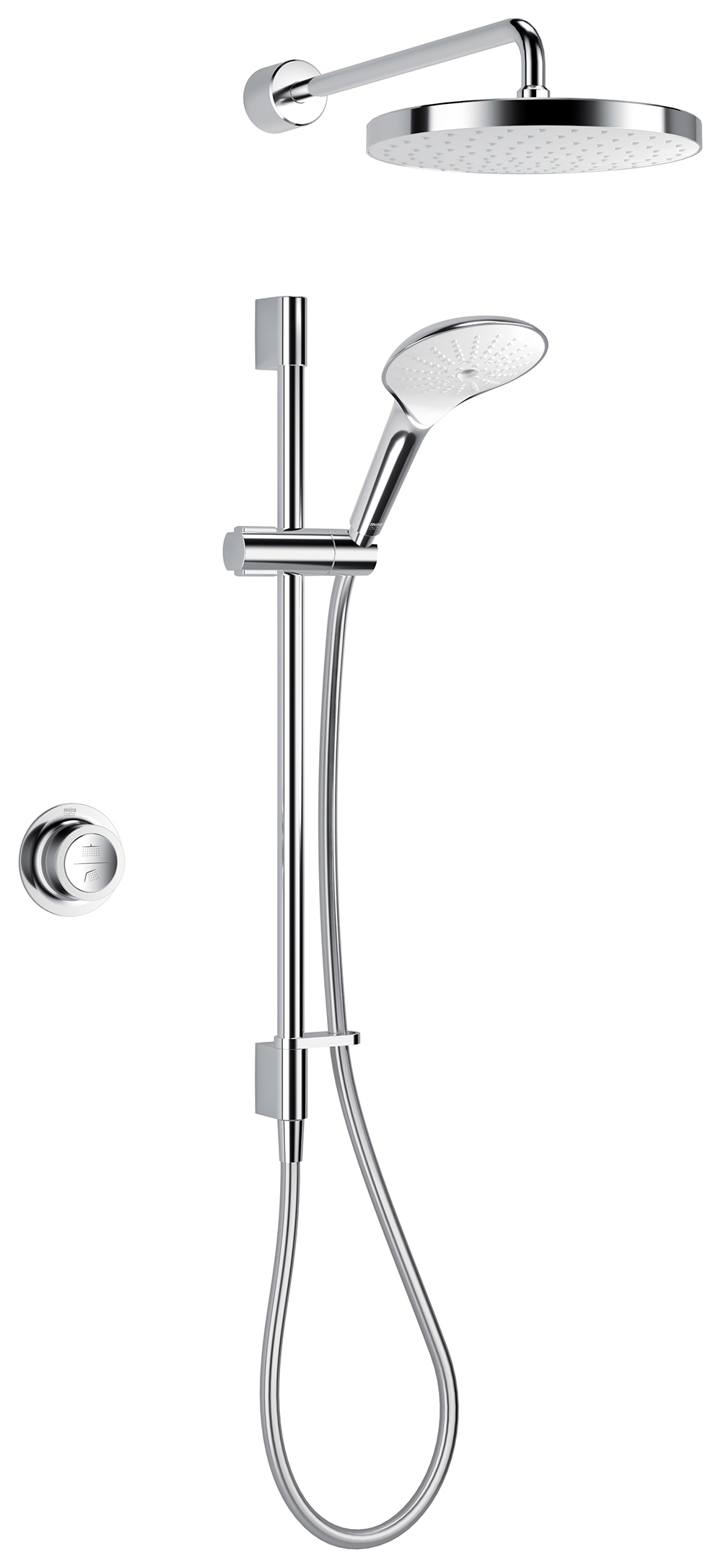 Image of Mira Mode Dual Outlet Gravity Pumped Rear Fed Digital Mixer Shower - Chrome