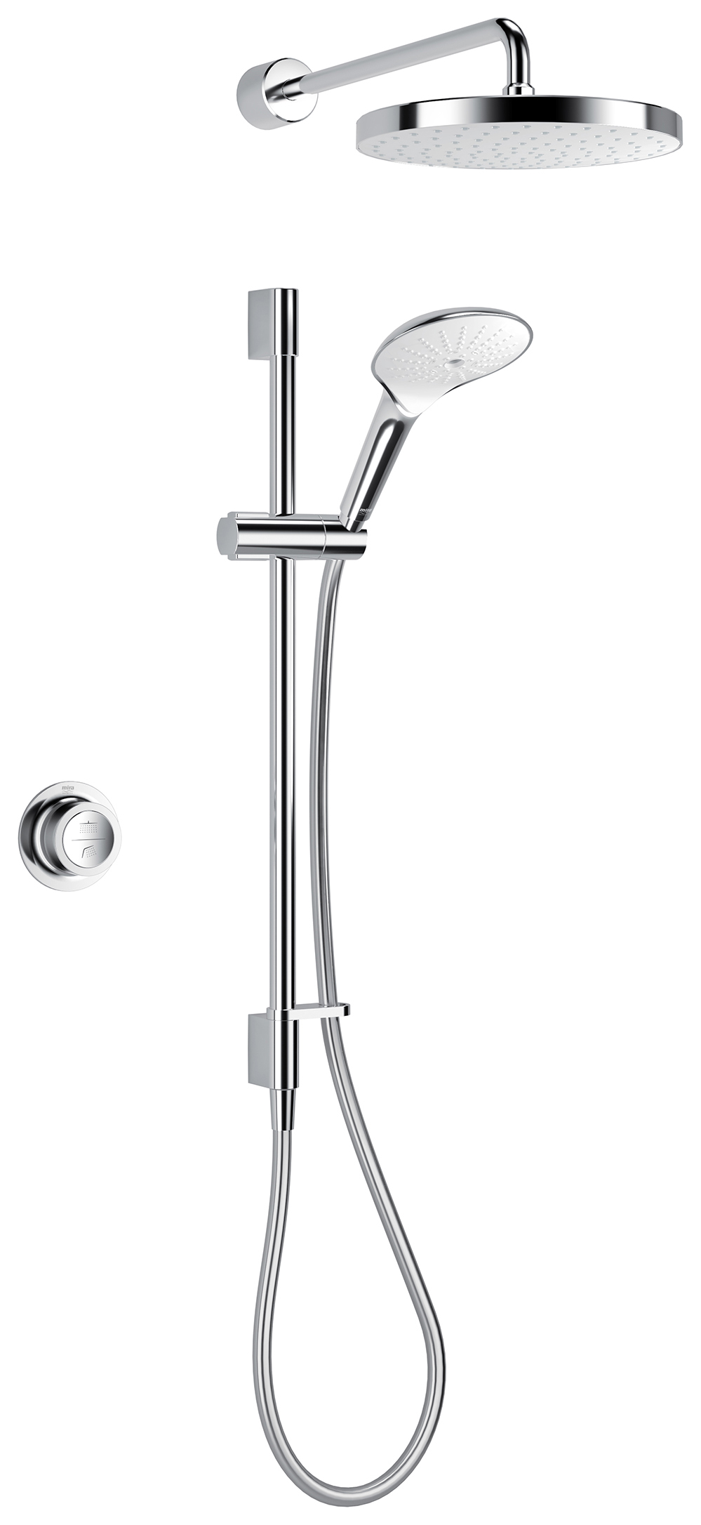 Mira Mode Dual Outlet Gravity Pumped Rear Fed Digital Mixer Shower - Chrome