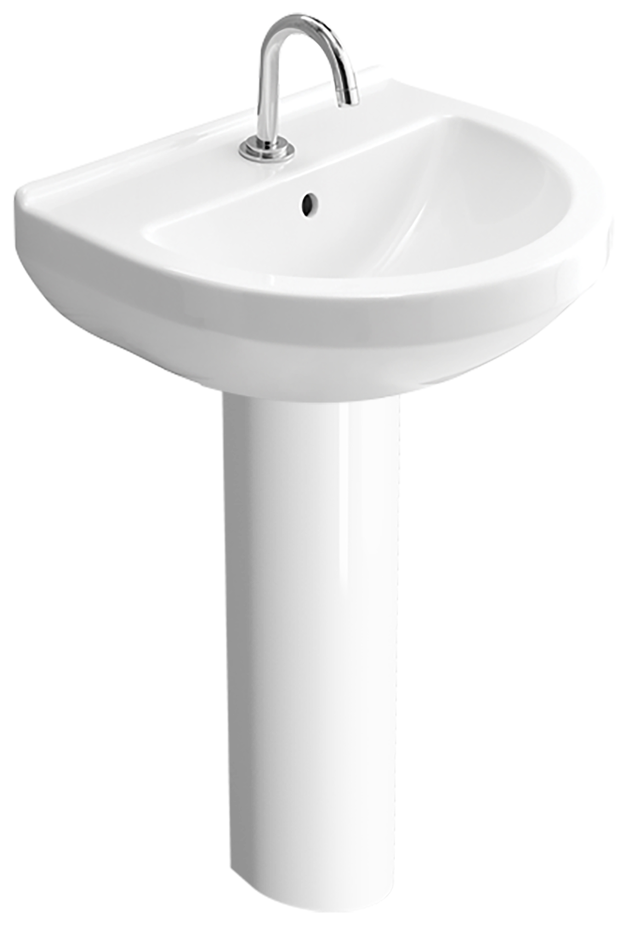 Chennai 1 Tap Hole Basin with Full Pedestal - 550mm