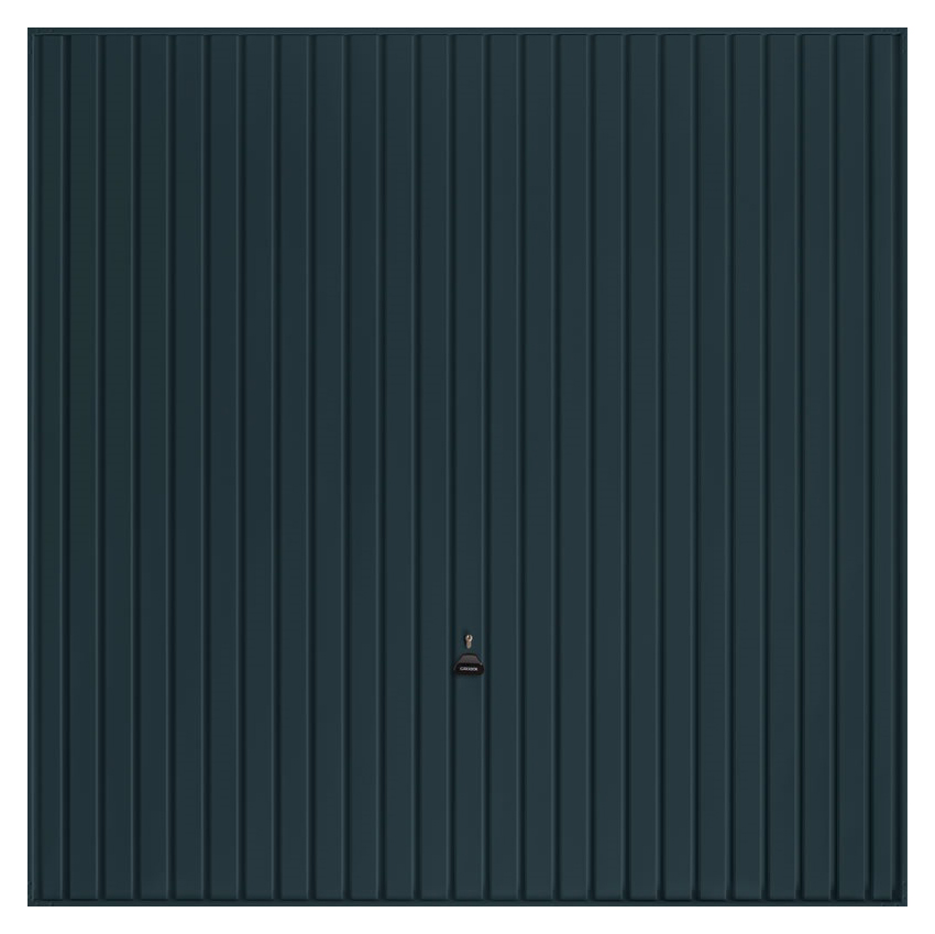 Image of Garador Carlton Vertical Anthracite Grey Frameless Canopy Garage Door - 2134 x 1981mm