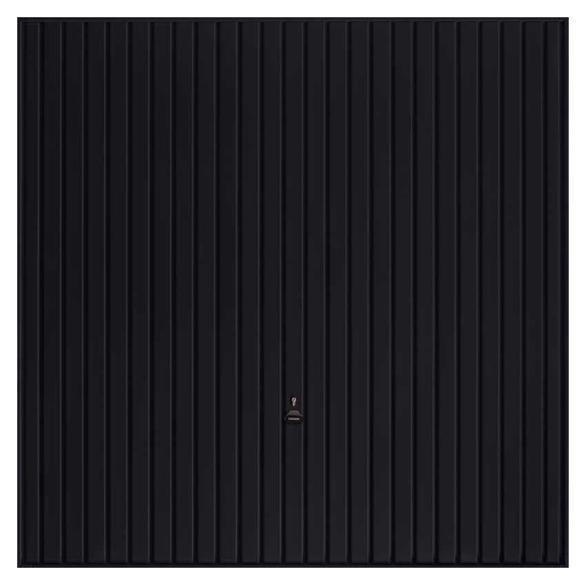 Image of Garador Carlton Vertical Black Frameless Canopy Garage Door - 2134 x 1981mm