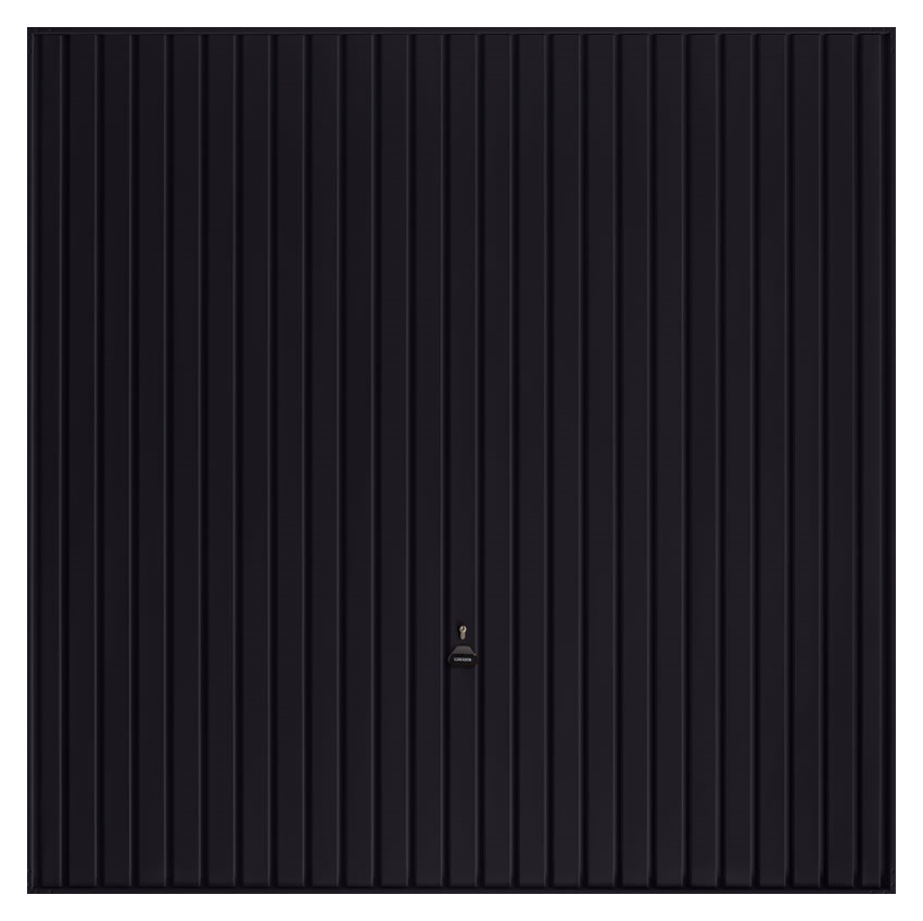 Image of Garador Carlton Vertical Black Frameless Canopy Garage Door - 2439 x 2136mm