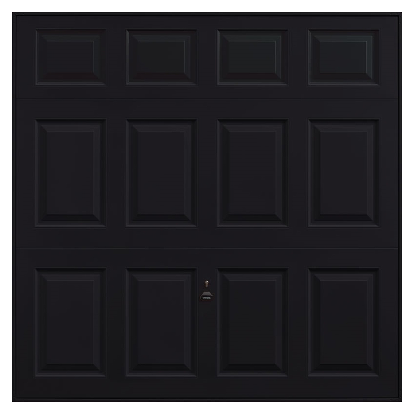 Image of Garador Beaumont Panelled Black Frameless Canopy Garage Door - 2134 x 1981mm