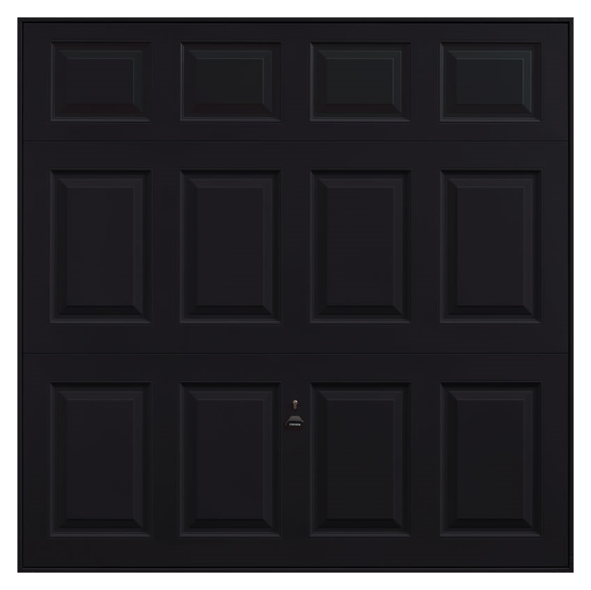 Image of Garador Beaumont Panelled Black Frameless Canopy Garage Door - 2284 x 1981mm