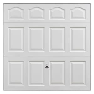Image of Garador Cathedral Panelled White Frameless Retractable Garage Door - 2134 x 1981mm