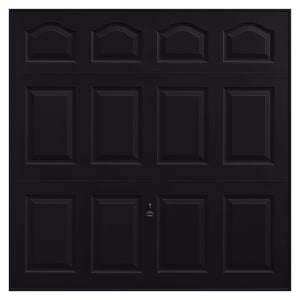 Image of Garador Cathedral Panelled Black Frameless Canopy Garage Door - 2134 x 2136mm