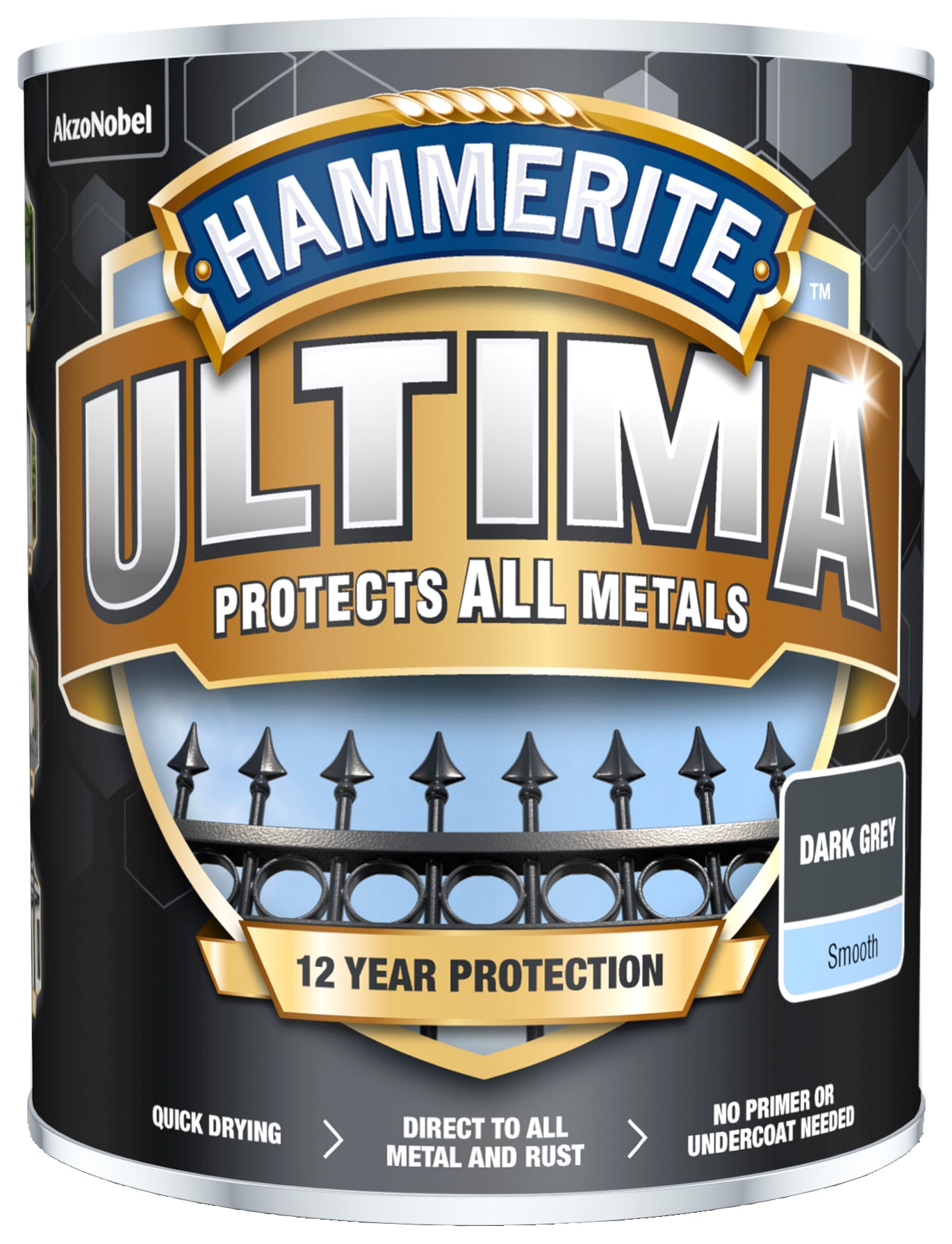 Hammerite Ultima Smooth Dark Paint - Grey - 750ml