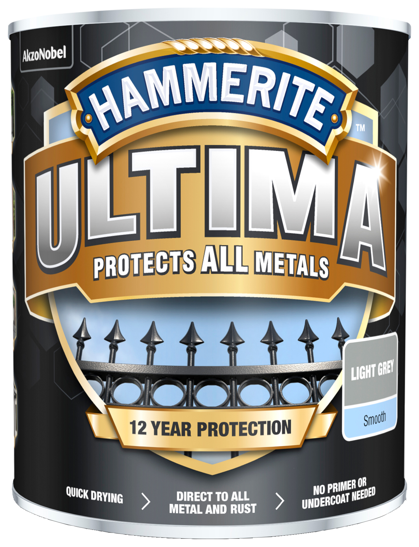 Hammerite Ultima Metal Paint - Smooth Light Grey - 750ml