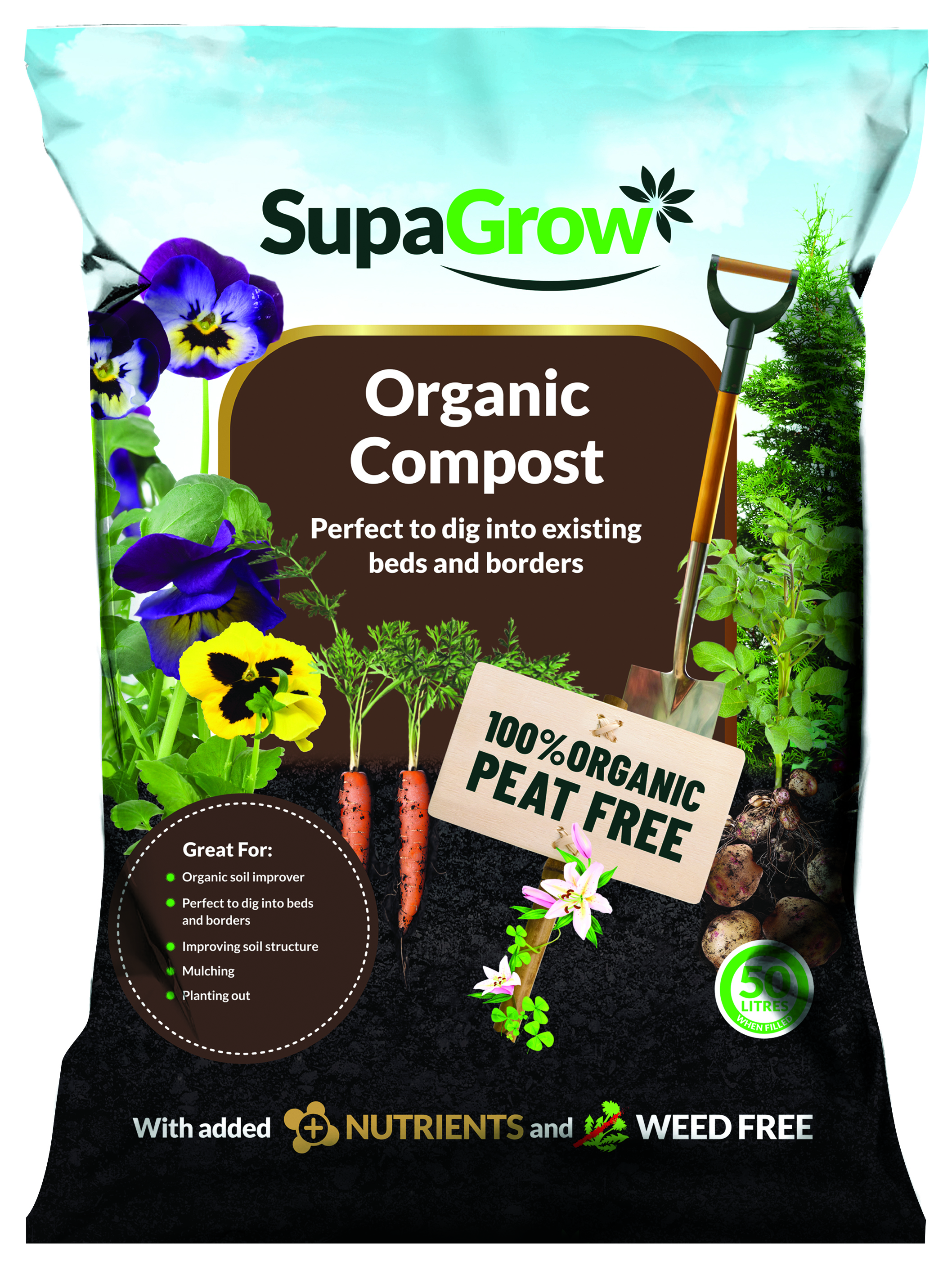 SupaGrow Organic Garden Compost - 50L