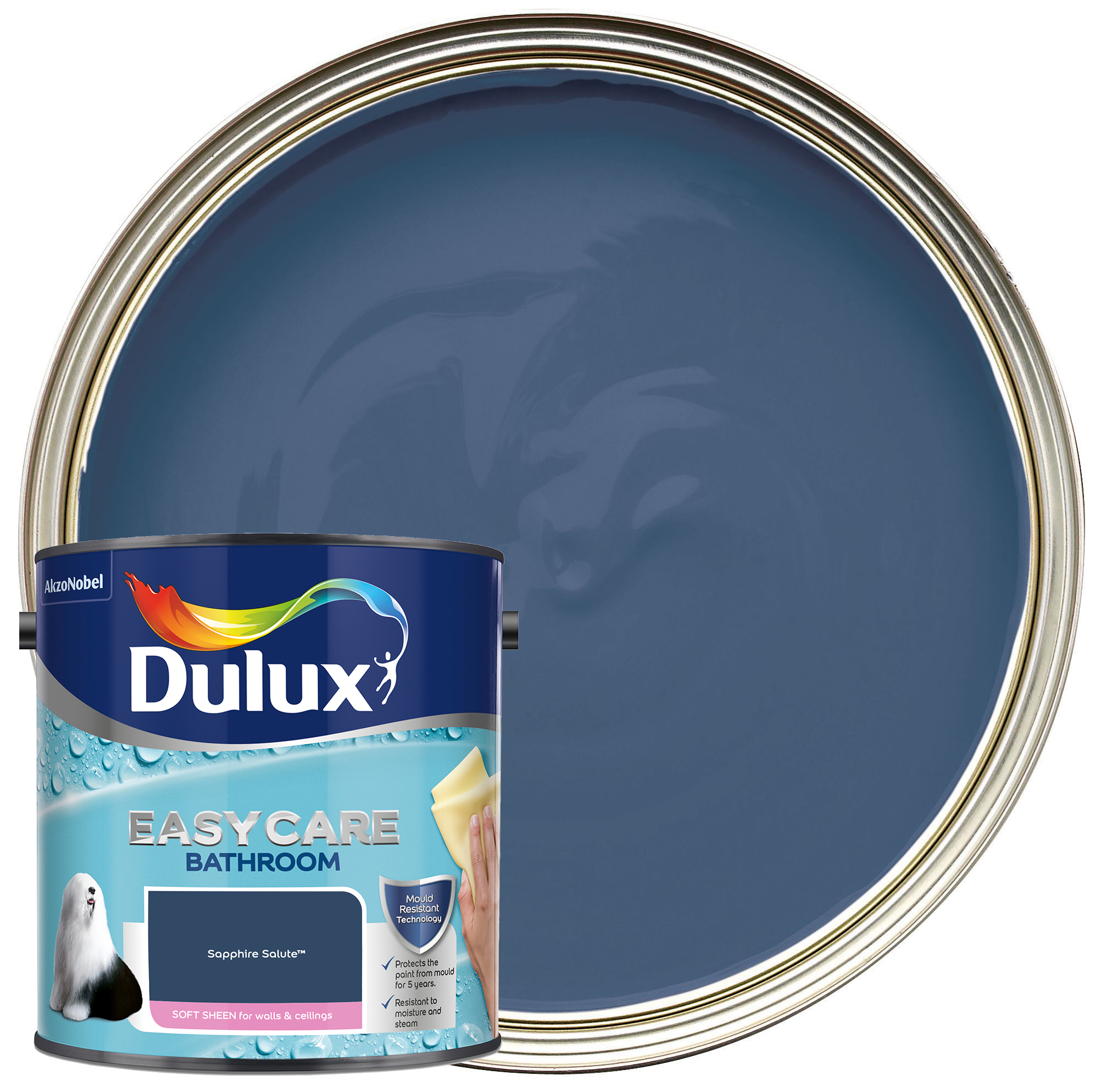 Image of Dulux Easycare Bathroom Soft Sheen Emulsion Paint - Sapphire Salute - 2.5L