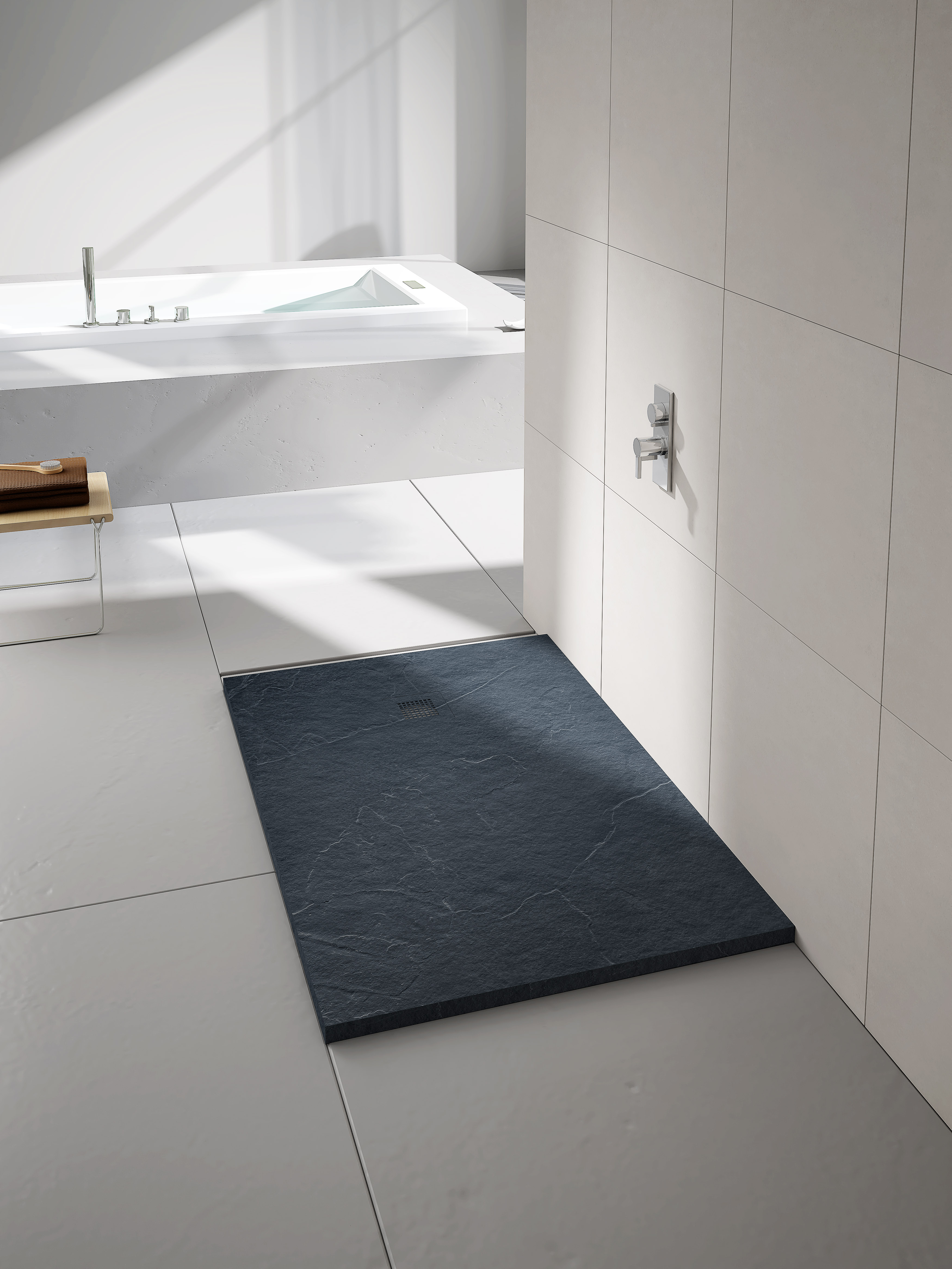 Nexa By Merlyn 30mm Rectangular Slate Graphite Shower Tray - 1000 x 800mm