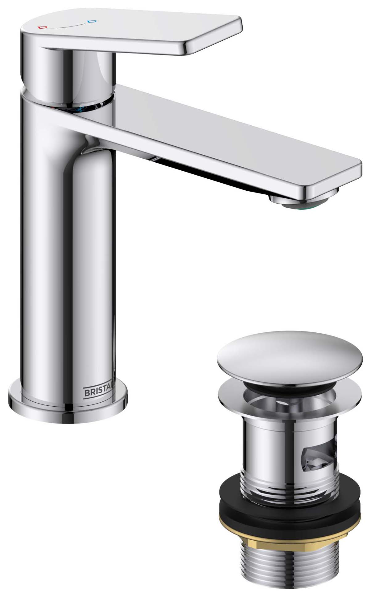 Bristan Frammento Eco Start Basin Mixer with Clicker Waste - Chrome