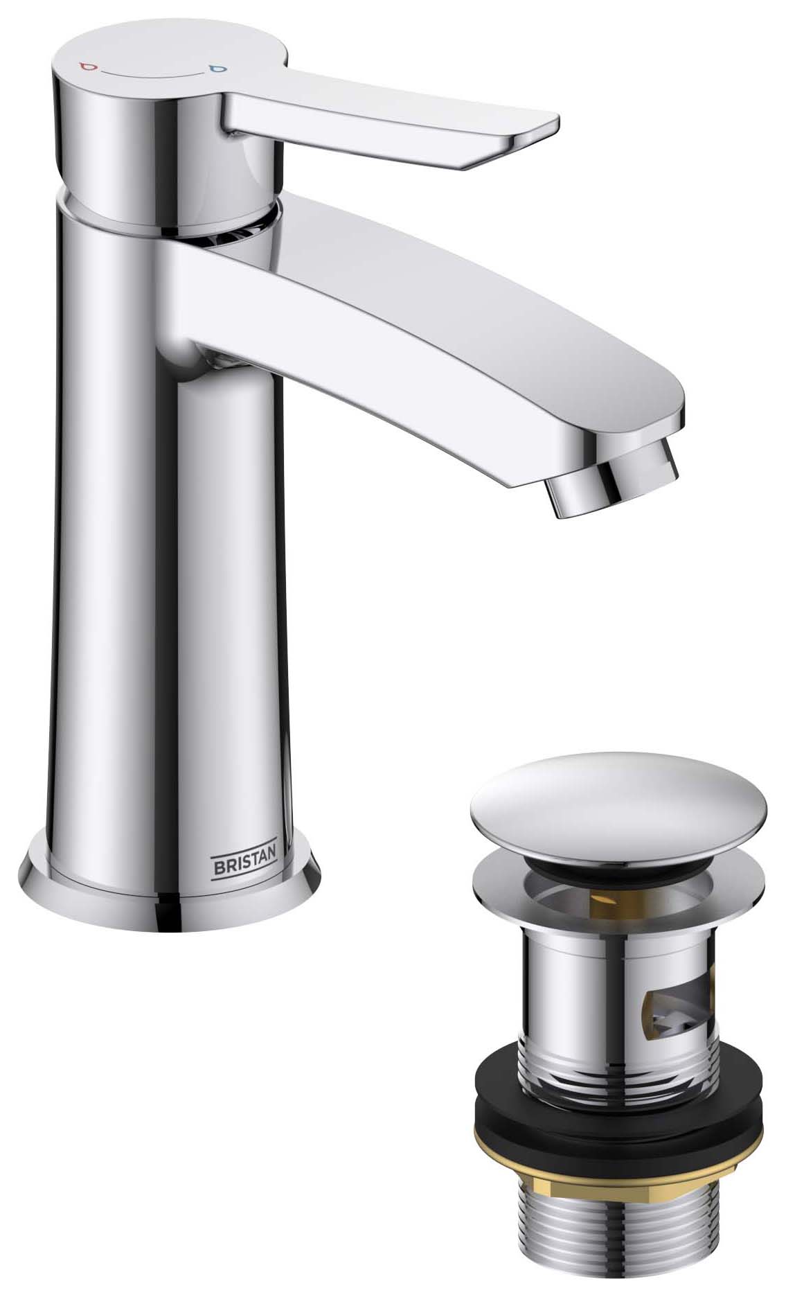 Image of Bristan Apelo Eco Start Basin Mixer Tap with Clicker Waste - Chrome