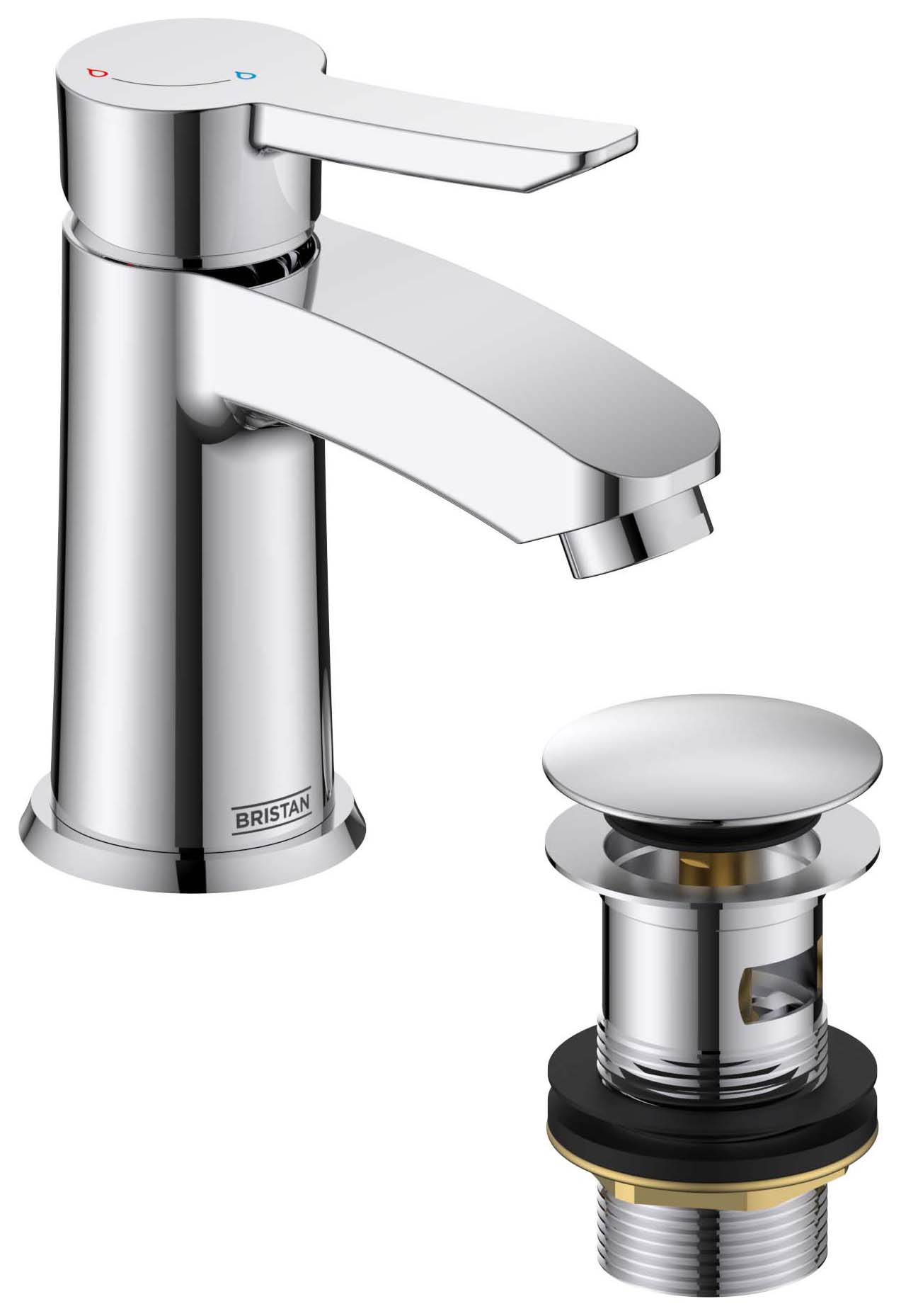 Image of Bristan Apelo Eco Start Small Basin Mixer Tap with Clicker Waste - Chrome