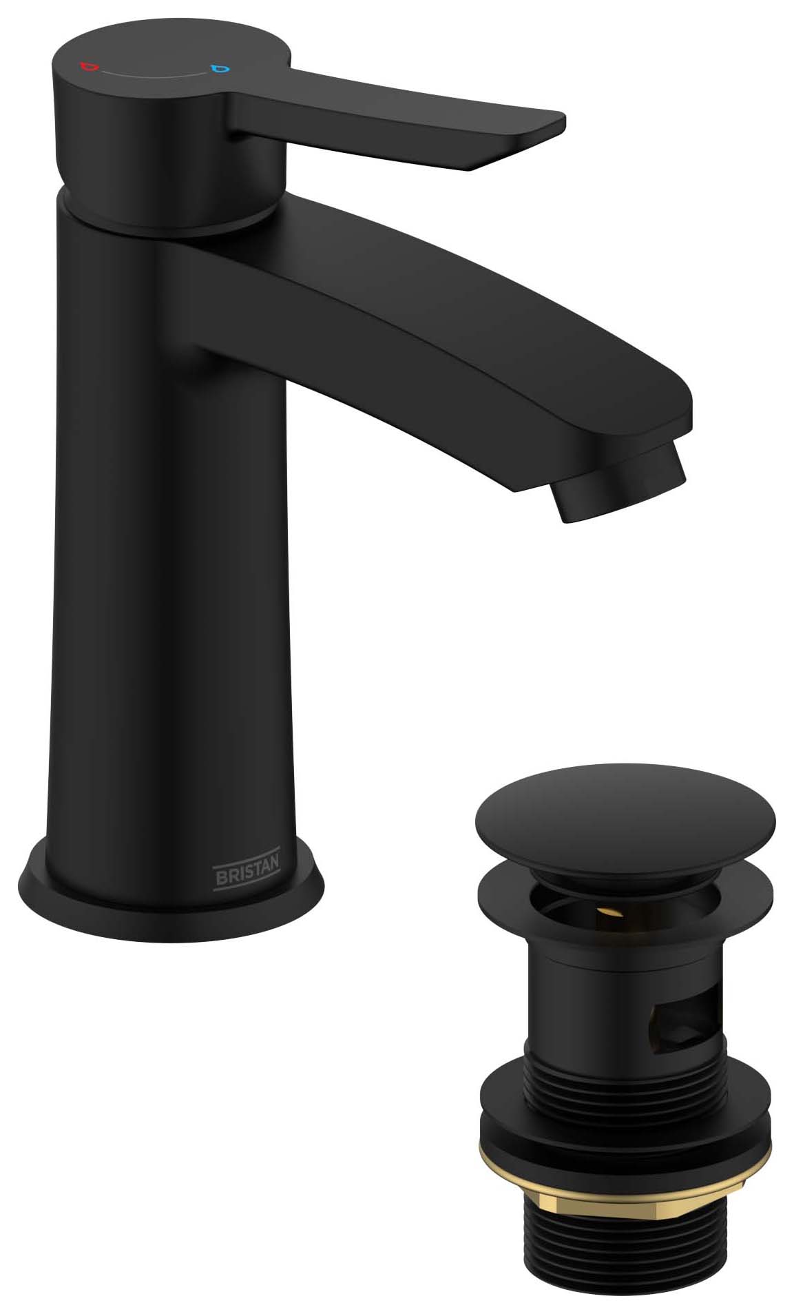 Bristan Apelo Eco Start Basin Mixer with Clicker Waste - Black