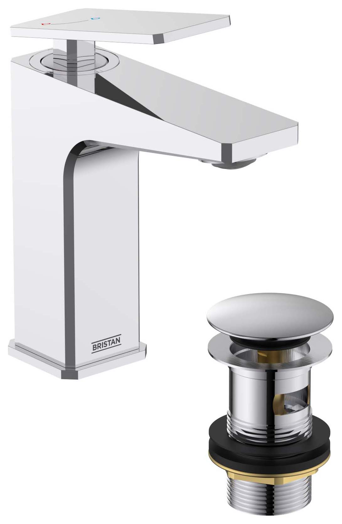 Image of Bristan Delgado Eco Start Basin Mixer with Clicker Waste - Chrome