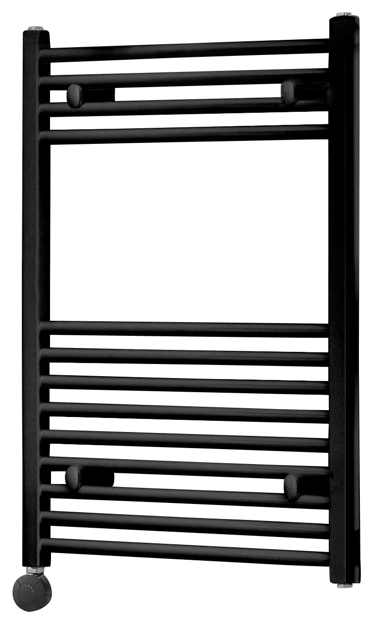 Image of Towelrads Richmond Black Electric Thermostatic Towel Radiator - 1186 x 450mm