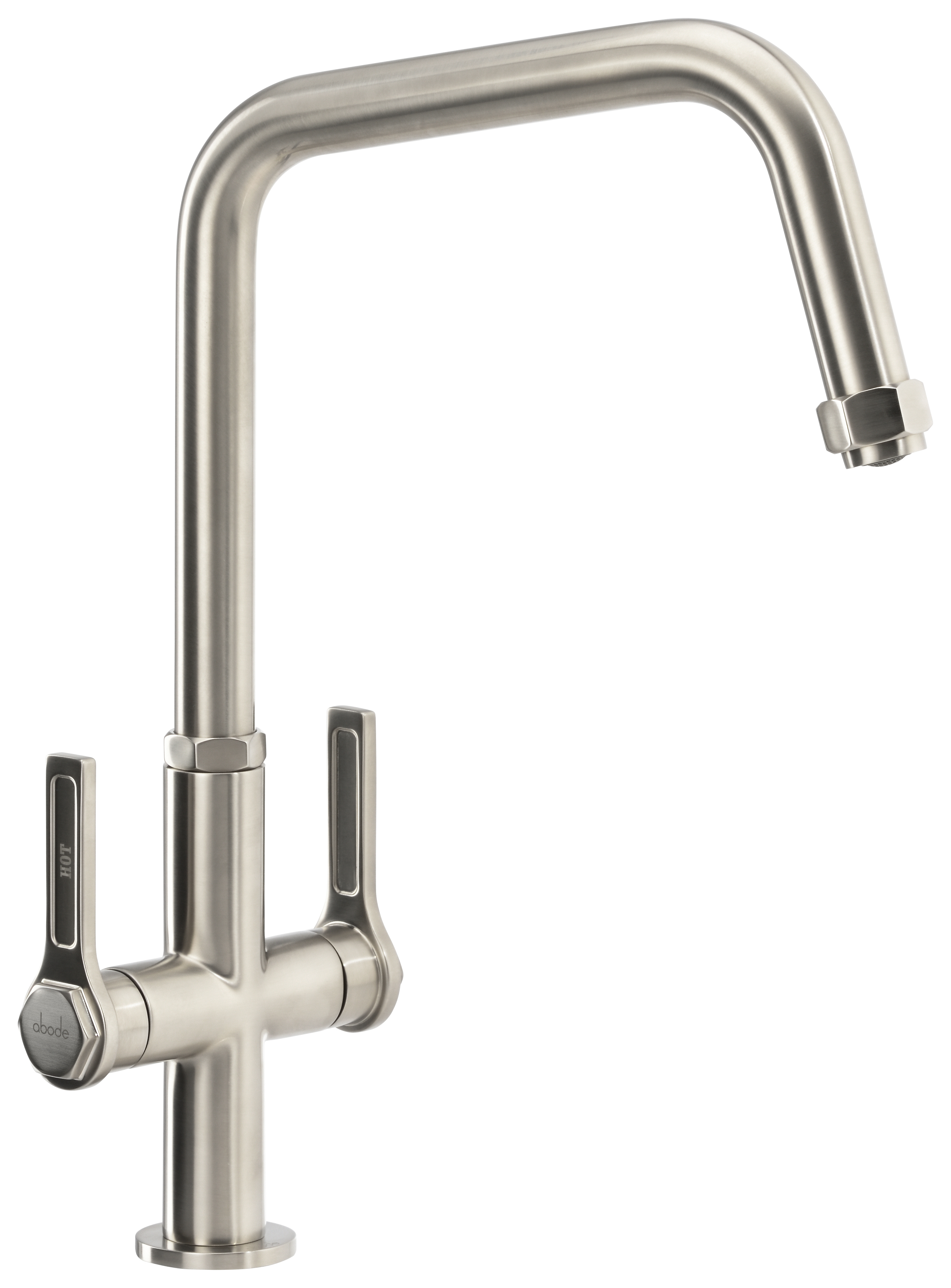 Abode Hex Dual Lever Monobloc Tap - Brushed Nickel