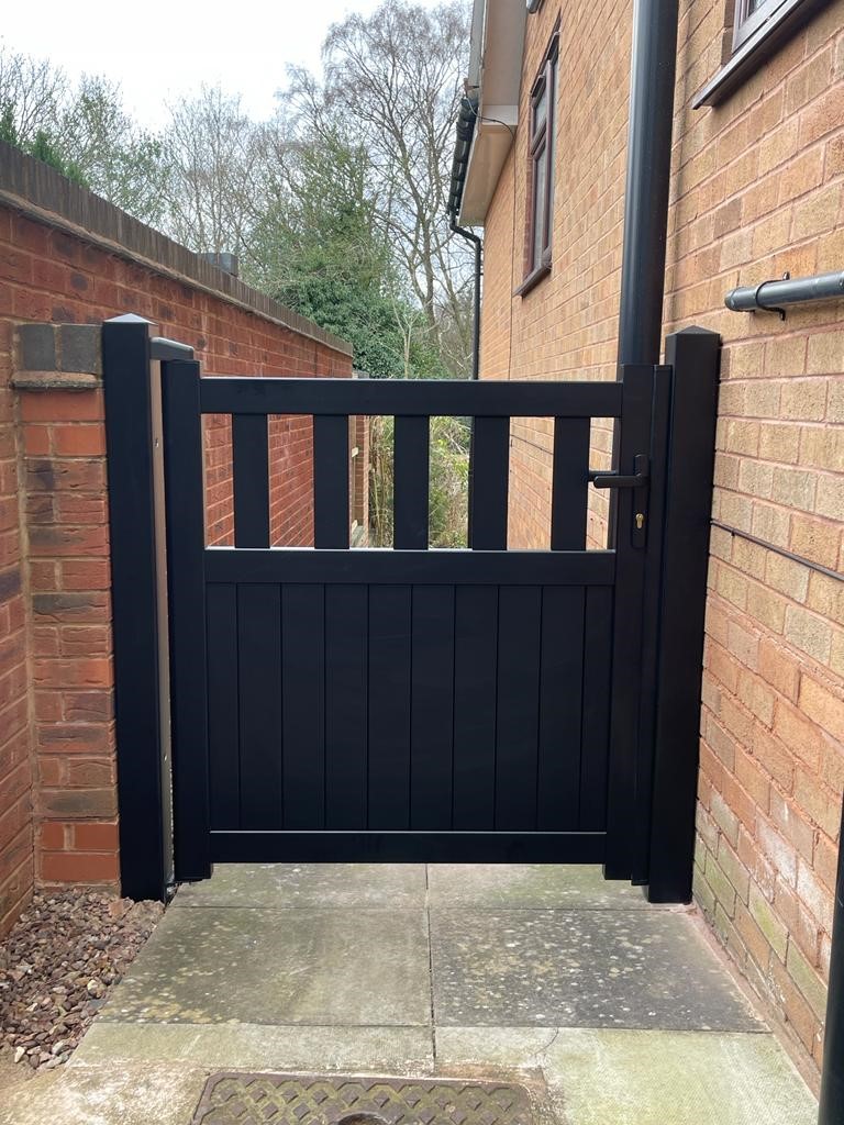 Image of Readymade Black Aluminium Flat Top Partial Privacy Pedestrian Gate - 900 x 1000mm