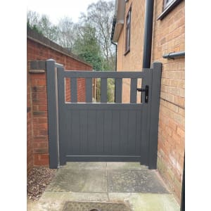 Readymade Anthracite Grey Aluminium Flat Top Partial Privacy Pedestrian Gate - 900mm Width