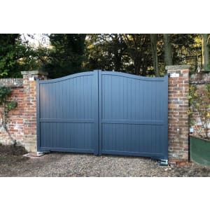 Image of Readymade Anthracite Grey Aluminium Bell Curved Top Double Swing Driveway Gate - 3250 x 1800mm