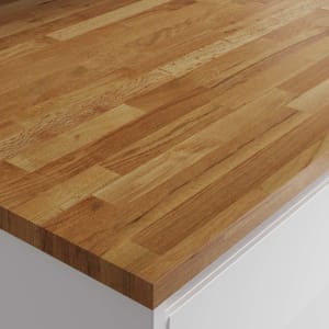 Image of Wickes Solid Wood Worktop Upstand - Rustic Oak 70 x 18mm x 3m