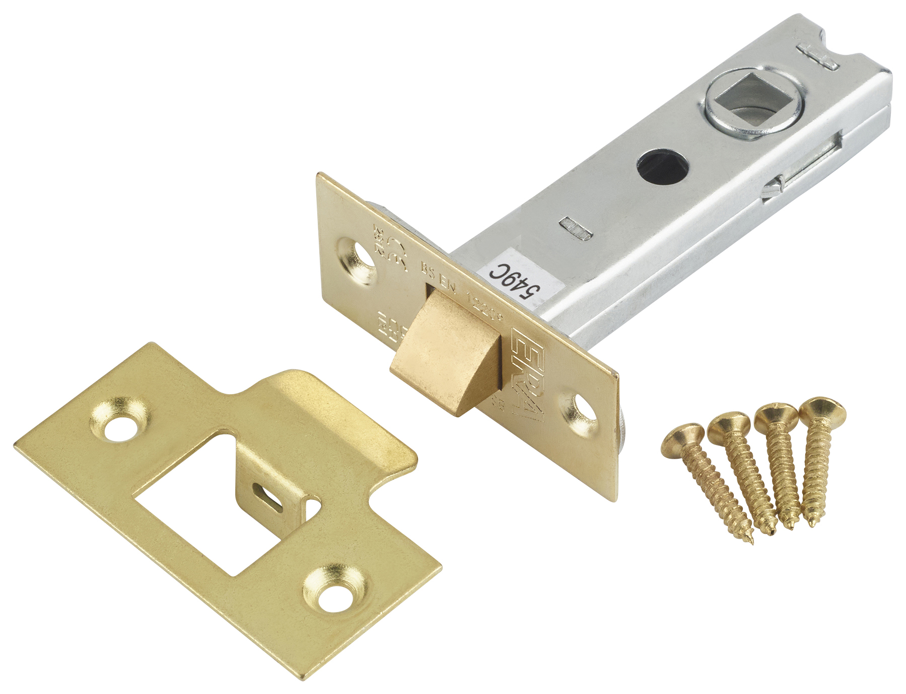 ERA CE Bolt Through Tubular Door Latch - Brass 76mm