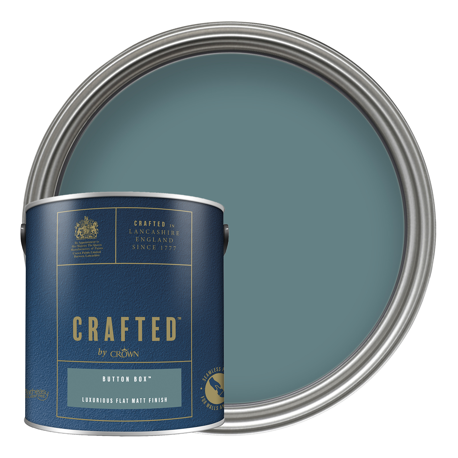 Crafted by Crown Flat Matt Emulsion Interior Paint - Button Box - 2.5L