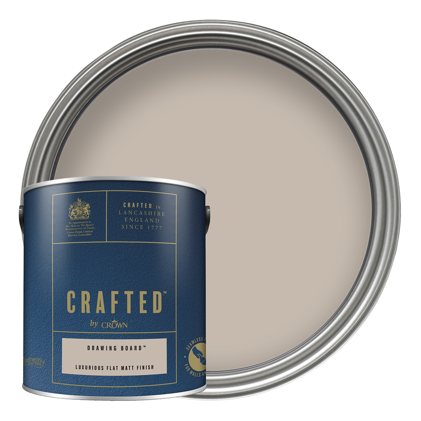 Crafted by Crown Flat Matt Emulsion Interior Paint - Drawing Board - 2.5L