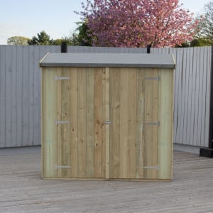 Image of Shire Pent Overlap Pressure Treated Double Door Shed - 6 x 3ft