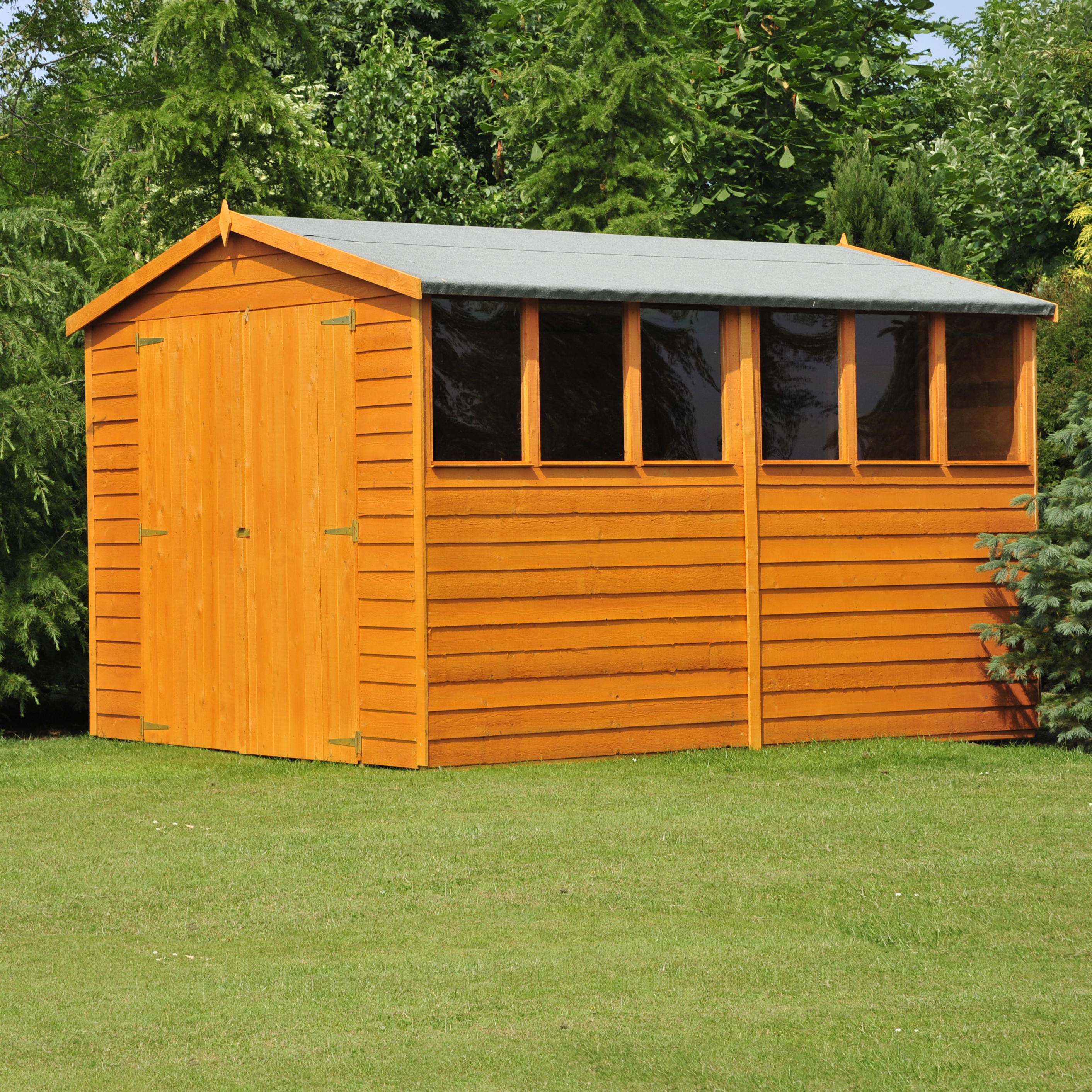 Image of Shire Apex Overlap Dip Treated Double Door Shed - 10 x 6ft