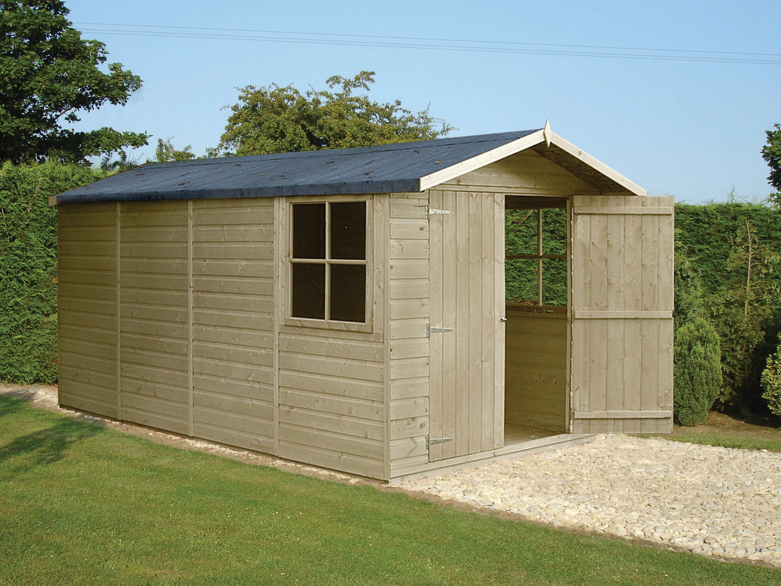 Image of Shire Apex Shiplap Pressure Treated Double Door Modular Shed - 7 x 13ft