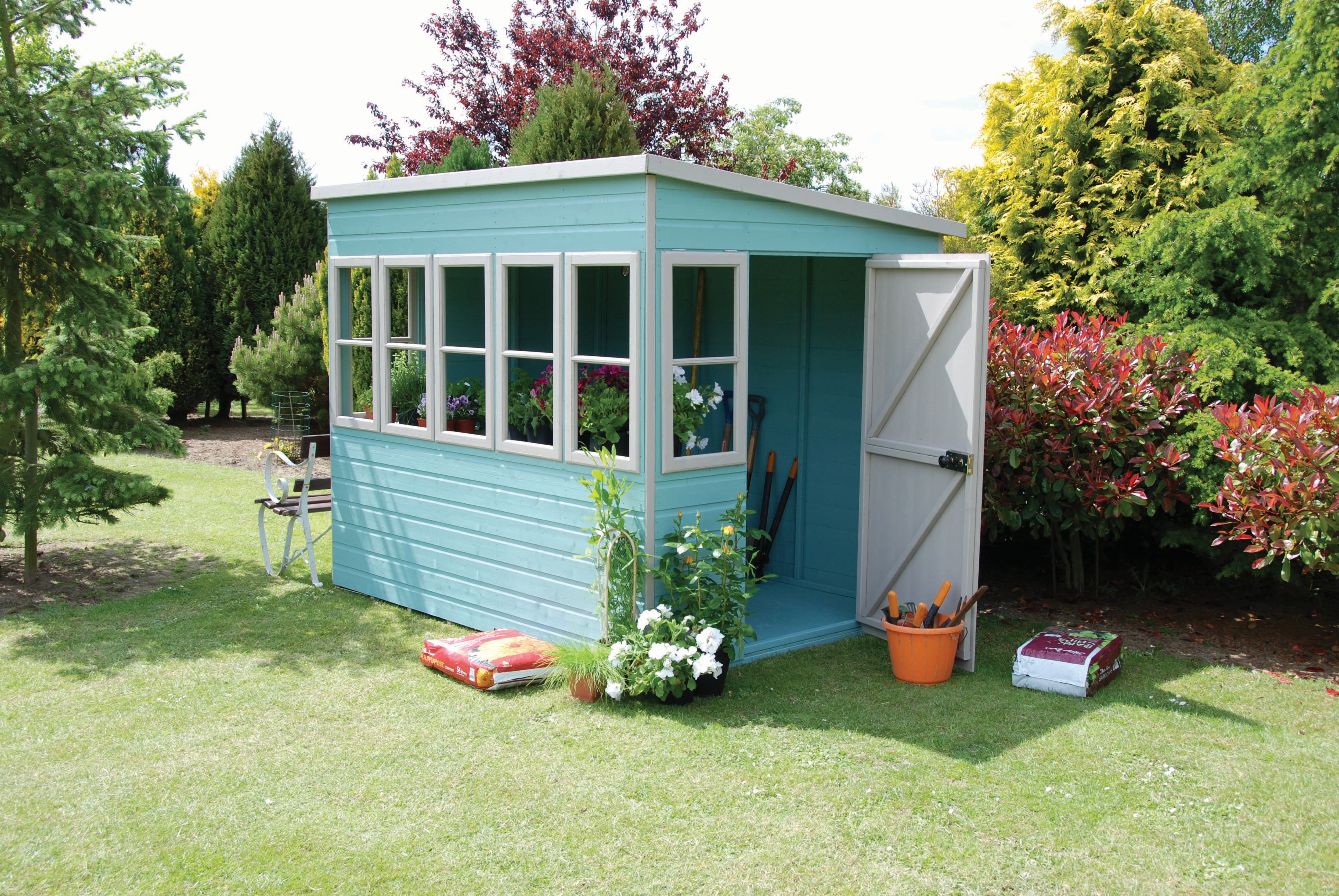 Shire Pent Shiplap Dip Treated Potting Shed with Opening Windows - 8 x 6ft