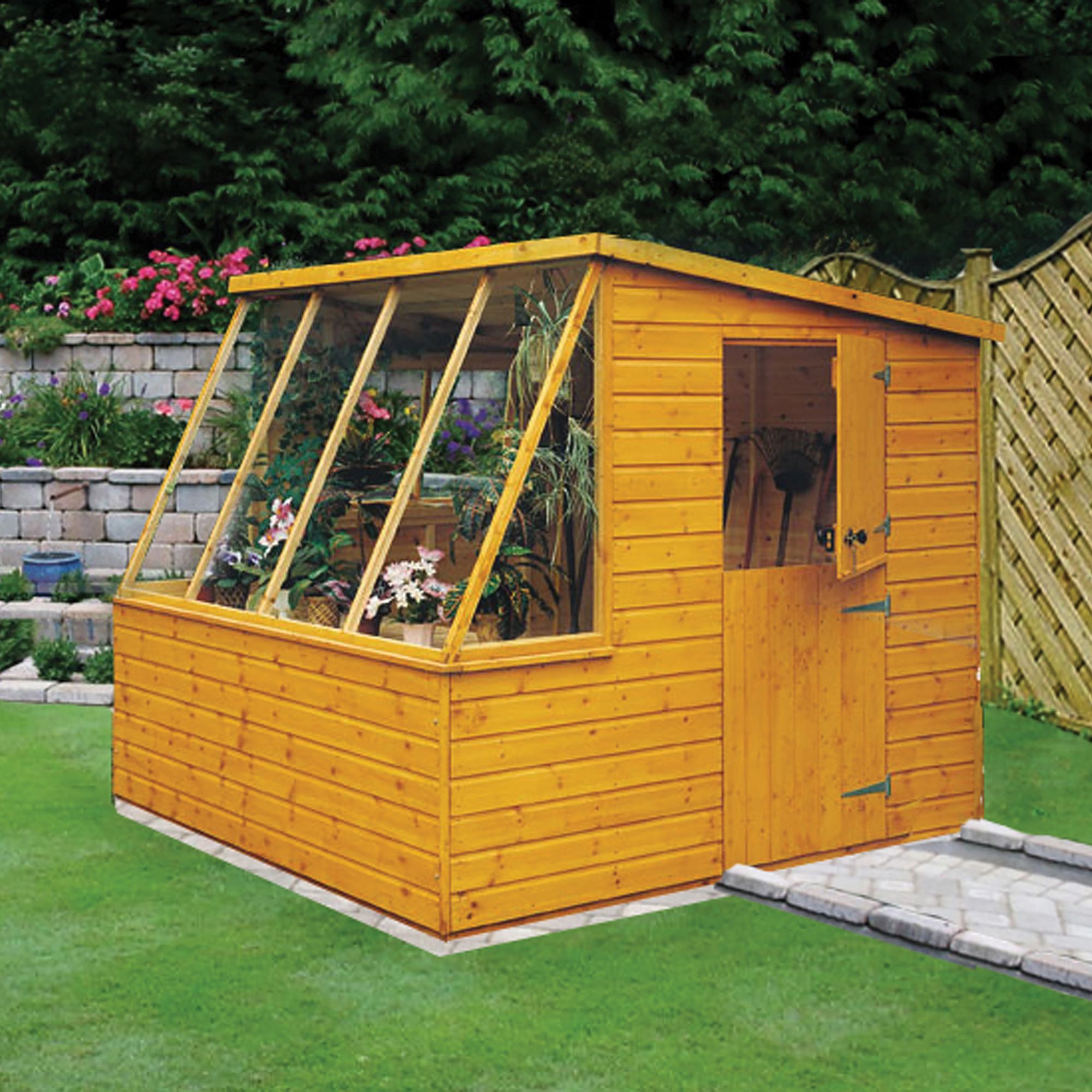 Image of Shire Pent Shiplap Dip Treated Potting Shed with Stable Door - 8 x 6ft