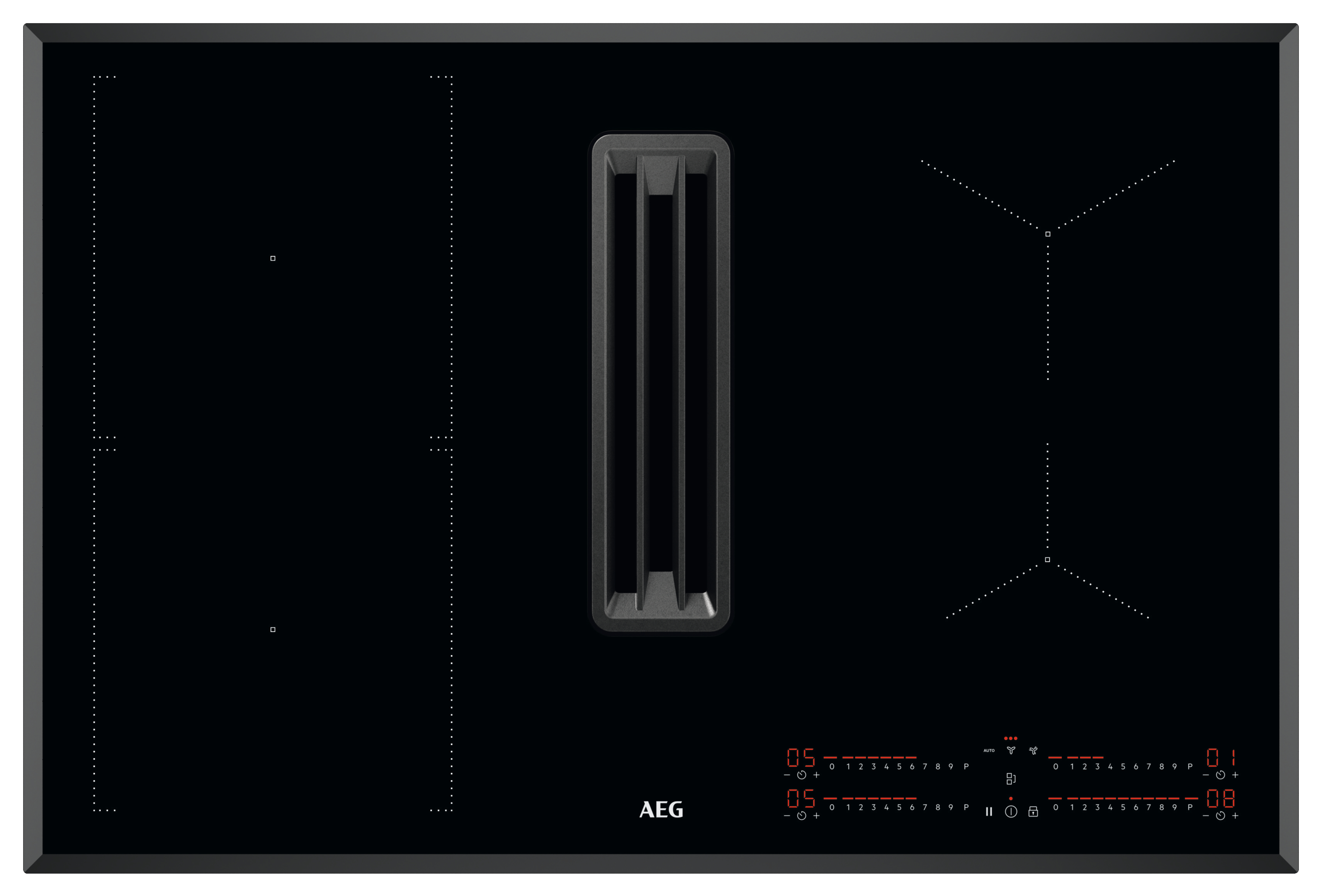 AEG 6000 Series CCE84543FB Black Induction Hob with Recirculation Extractor - 80cm